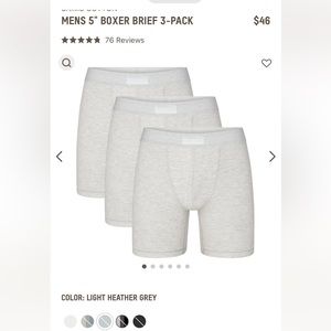 Skims men 5inch inseam boxer brief 3 pack - brand new. Heather Gray. 2x